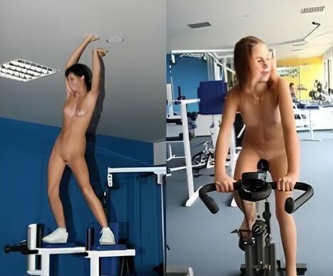 Nudisten im Fitnessstudio Bilder